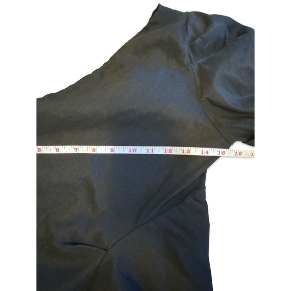 Zara One Shoulder Top Long Sleeve Ruched‎ Black Blouse Size M - Picture 4 of 5